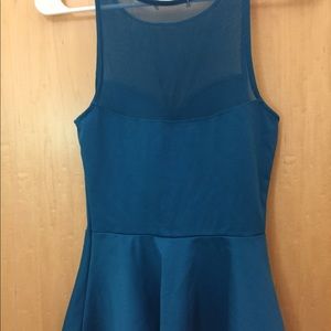 Sexy yet cute teal mesh peplum top